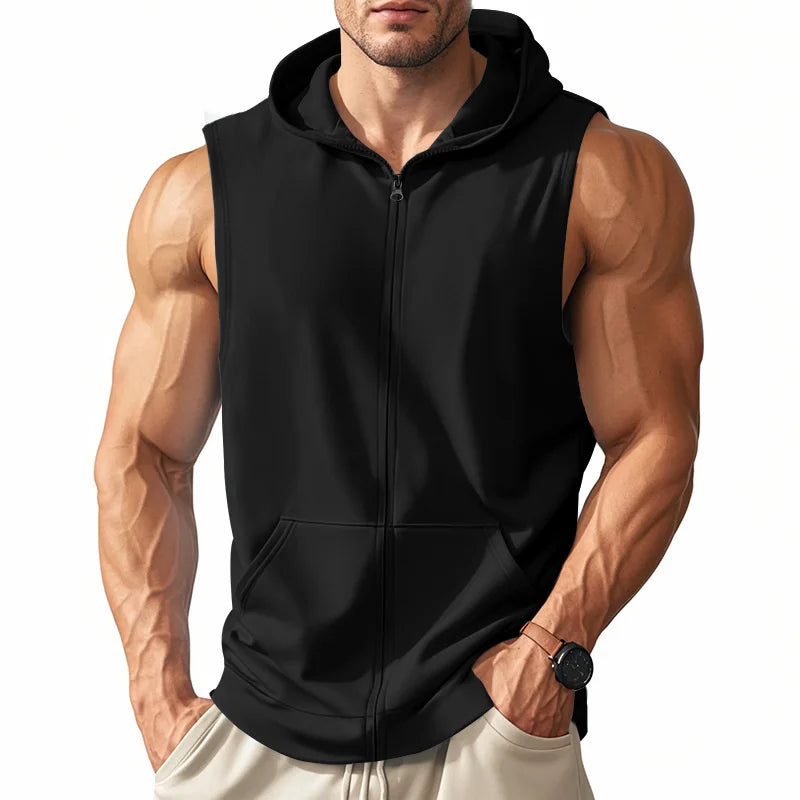 Hooded Zipper Tank Top