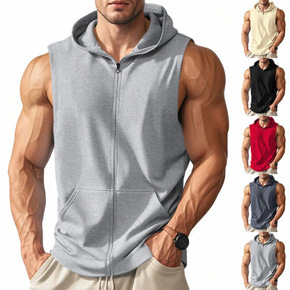 Hooded Zipper Tank Top