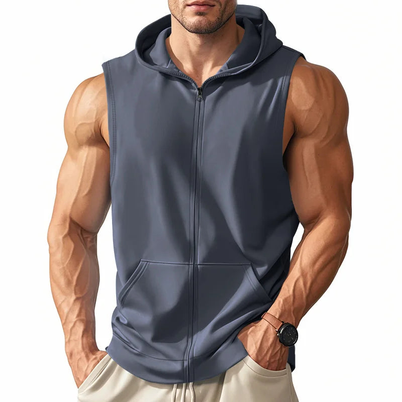 Hooded Zipper Tank Top