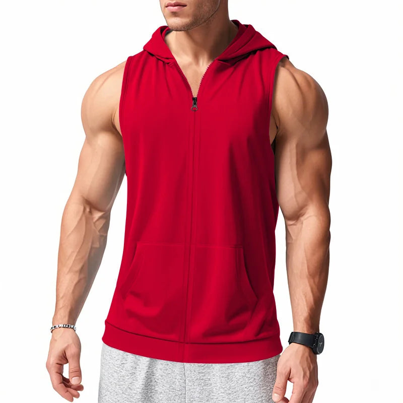Hooded Zipper Tank Top