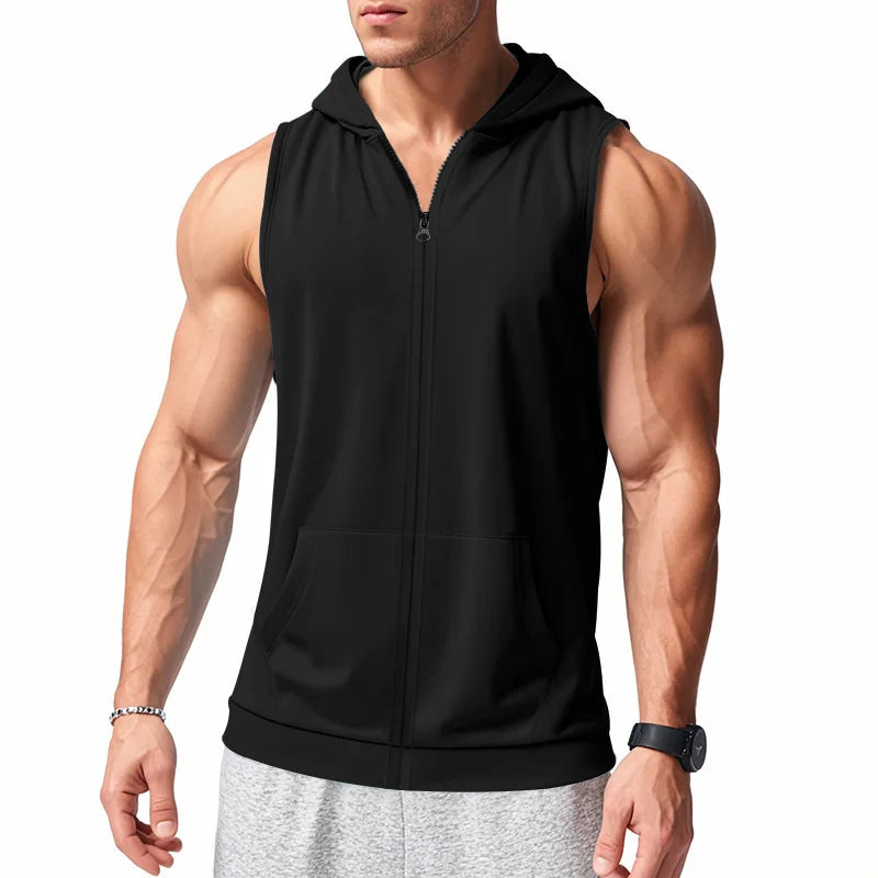 Hooded Zipper Tank Top