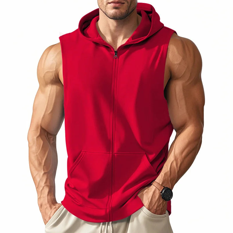 Hooded Zipper Tank Top