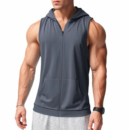 Hooded Zipper Tank Top