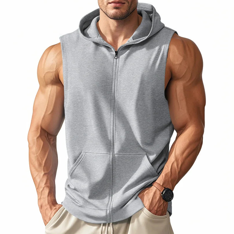 Hooded Zipper Tank Top